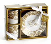 Mr. & Mrs. Espresso Cup Set In Gold (Set Of 2)